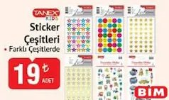 TANEX STİCKER ÇEŞİTLERİ fiyat ve kampanya bilgisi
